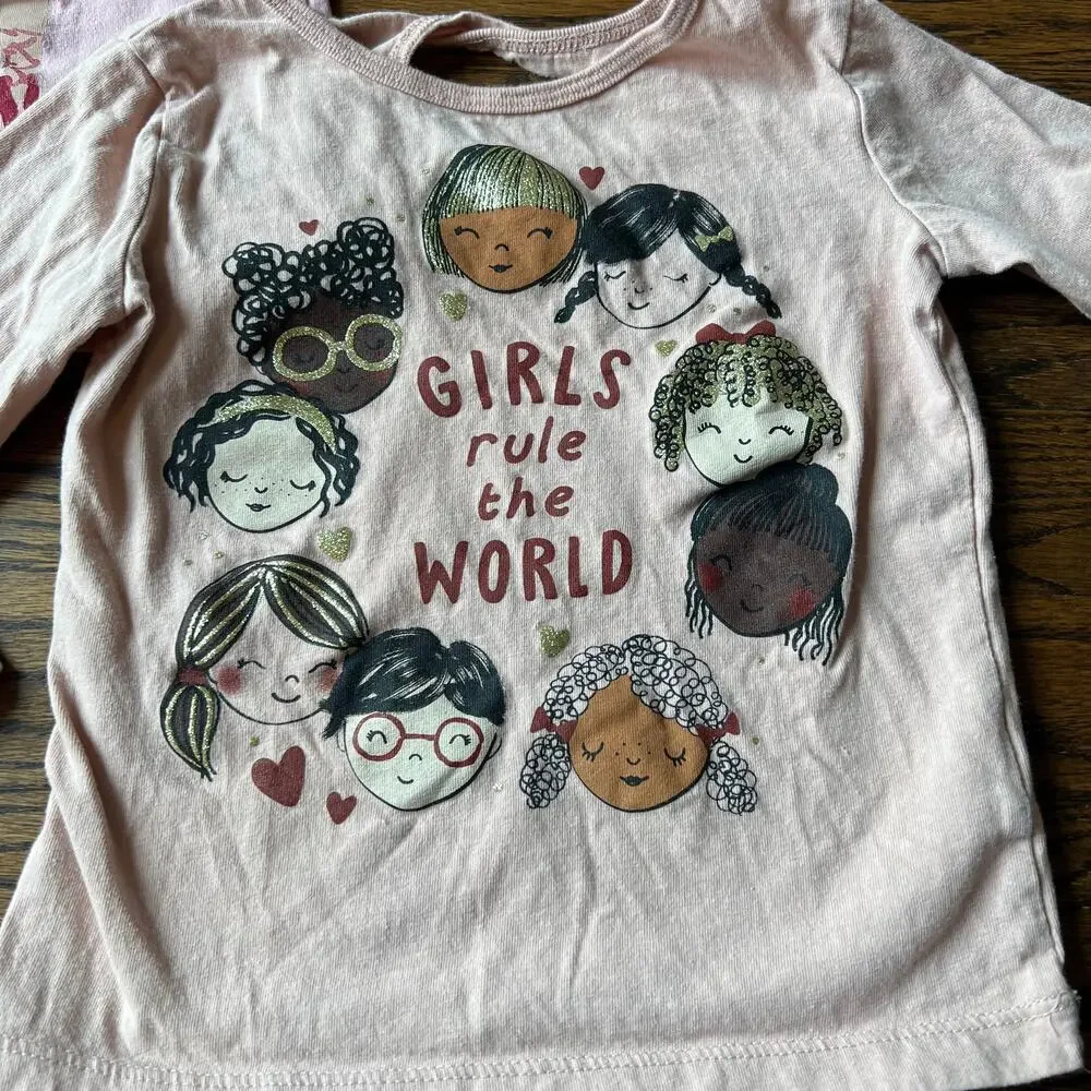 Carter's Ballet Pink Girl's Diverse Multicultural Long Sleeve Tee Shirts - 4T